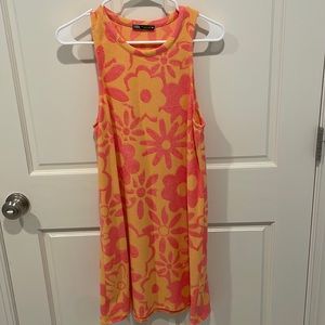 Zara Terrycloth Mini Dress with Flowers - Size L
